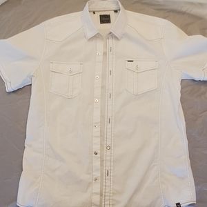 7 Diamonds White Casual Button-down Shirt